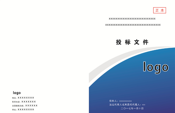 藍(lán)色簡(jiǎn)潔帶logo標(biāo)書(shū)封面